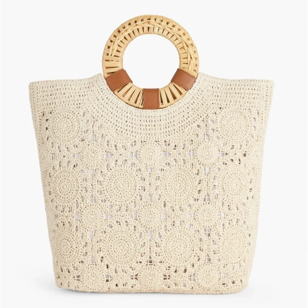Talbots Crochet Round Handle Tote Bag